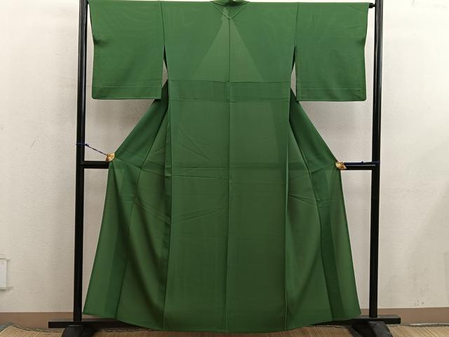 平和屋着物＊夏物　色無地　絽　松葉色　やまと誂製　正絹　逸品　BAAX8161mz