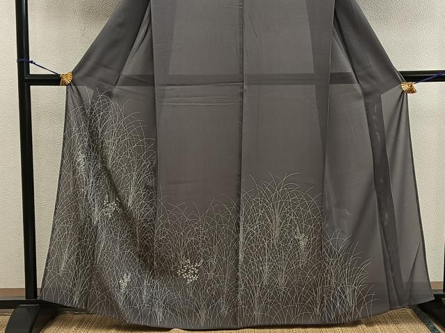 平和屋着物＊夏物　訪問着　絽　秋草文　正絹　逸品　BAAX8162mz