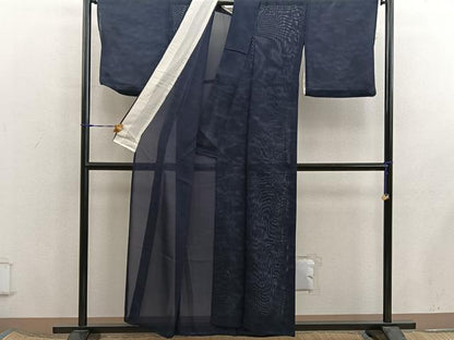 平和屋着物＊夏物　小紋　絽　丸文　正絹　逸品　BAAX8164mz