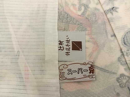平和屋着物＊夏物　小紋　絽　飛鶴花文　正絹　逸品　BAAX8167mz