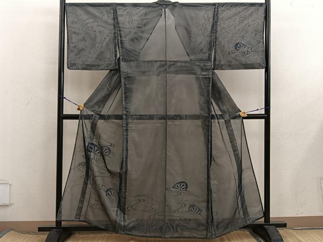 平和屋着物▽訪問着　無双　紗袷　紗×紗　片輪車文　金彩　正絹　逸品　BAAX8172mz