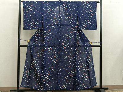 平和屋着物＊夏物　小紋　絽　幾何学文様　正絹　逸品　BAAX8174mz