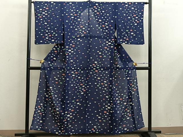 平和屋着物＊夏物　小紋　絽　幾何学文様　正絹　逸品　BAAX8174mz