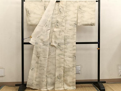 平和屋着物＊夏物　小紋　絽　雲重ね草葉文　正絹　逸品　BAAX8177mz