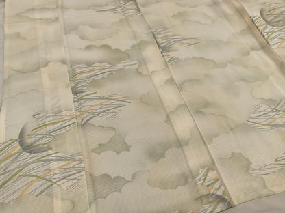 平和屋着物＊夏物　小紋　絽　雲重ね草葉文　正絹　逸品　BAAX8177mz