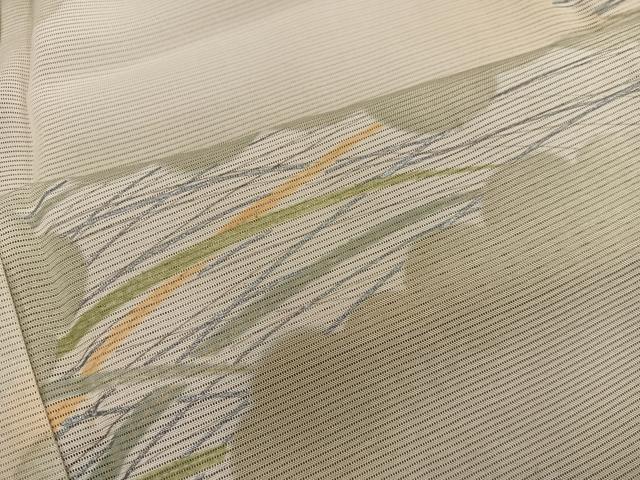 平和屋着物＊夏物　小紋　絽　雲重ね草葉文　正絹　逸品　BAAX8177mz