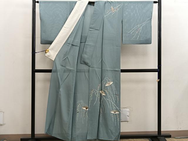 平和屋着物＊夏物　訪問着　絽　番傘　銀彩　正絹　逸品　BAAX8181mz