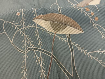 平和屋着物＊夏物　訪問着　絽　番傘　銀彩　正絹　逸品　BAAX8181mz