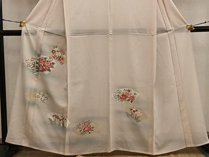 平和屋着物＊夏物　訪問着　絽　友禅　地紙牡丹花文　正絹　逸品　BAAX8182mz