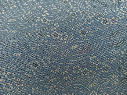平和屋着物＊夏物　小紋　絽　藍　型染め　草花文　正絹　逸品　BAAX8183mz