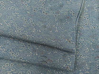 平和屋着物＊夏物　小紋　絽　藍　型染め　草花文　正絹　逸品　BAAX8183mz