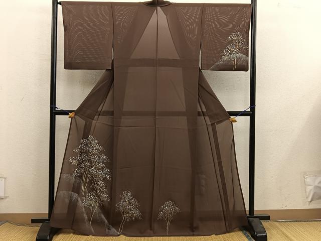 平和屋着物＊夏物　訪問着　絽　枝花文　金彩　正絹　逸品　BAAX8184mz