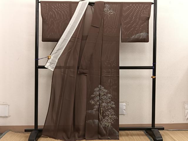 平和屋着物＊夏物　訪問着　絽　枝花文　金彩　正絹　逸品　BAAX8184mz