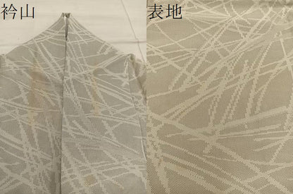平和屋着物＊夏物　色無地　幾何学紋紗　茶鼠色　正絹　逸品　BAAX8188mz