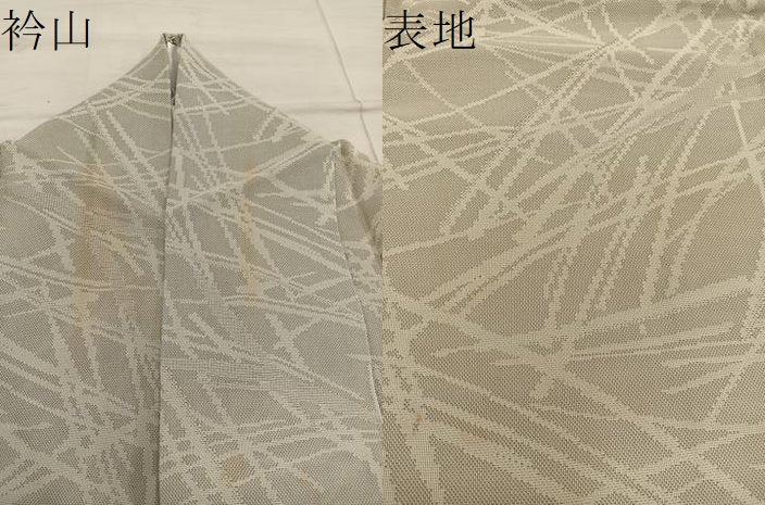 平和屋着物＊夏物　色無地　幾何学紋紗　茶鼠色　正絹　逸品　BAAX8188mz