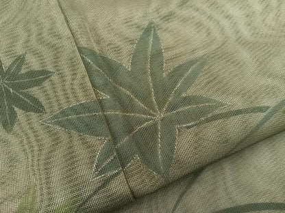 平和屋着物▽訪問着　無双　紗袷　紗×紗　芝草楓文　銀彩　正絹　逸品　BAAX8189mz