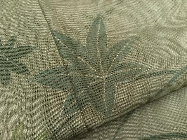 平和屋着物▽訪問着　無双　紗袷　紗×紗　芝草楓文　銀彩　正絹　逸品　BAAX8189mz