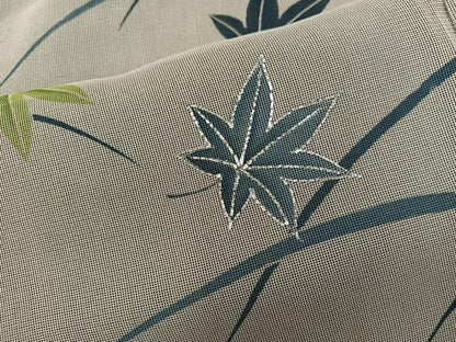平和屋着物▽訪問着　無双　紗袷　紗×紗　芝草楓文　銀彩　正絹　逸品　BAAX8189mz
