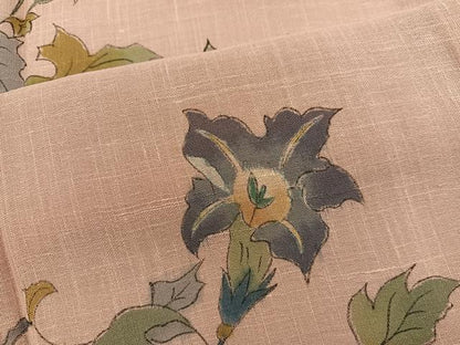 平和屋着物＊夏物　訪問着　紗紬　手描き　草花文　正絹　逸品　BAAX8190mz