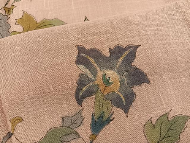 平和屋着物＊夏物　訪問着　紗紬　手描き　草花文　正絹　逸品　BAAX8190mz