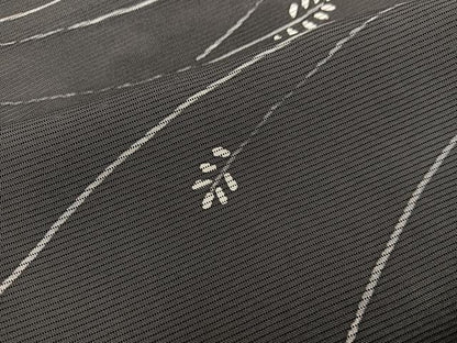 平和屋着物＊夏物　小紋　絽　草葉文　黒地　正絹　逸品　BAAX8191mz