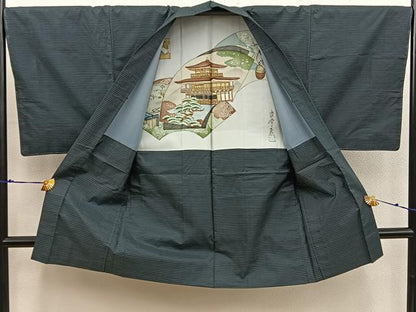 平和屋着物●男性　本場大島紬　アンサンブル　80亀甲　総詰め　正絹　逸品　未使用　BAAX8192mz