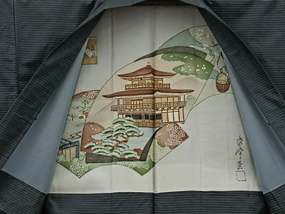 平和屋着物●男性　本場大島紬　アンサンブル　80亀甲　総詰め　正絹　逸品　未使用　BAAX8192mz