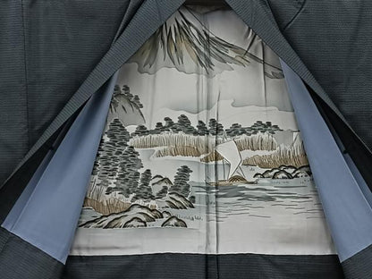 平和屋着物●男性　本場大島紬　アンサンブル　襦袢セット　キングサイズ　100亀甲　総詰め　羽裏：富士　正絹　逸品　BAAX8193mz