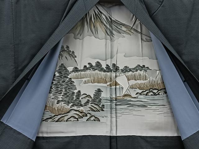 平和屋着物●男性　本場大島紬　アンサンブル　襦袢セット　キングサイズ　100亀甲　総詰め　羽裏：富士　正絹　逸品　BAAX8193mz