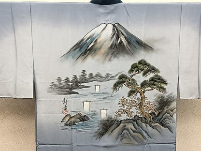 平和屋着物●男性　本場大島紬　アンサンブル　襦袢セット　キングサイズ　100亀甲　総詰め　羽裏：富士　正絹　逸品　BAAX8193mz