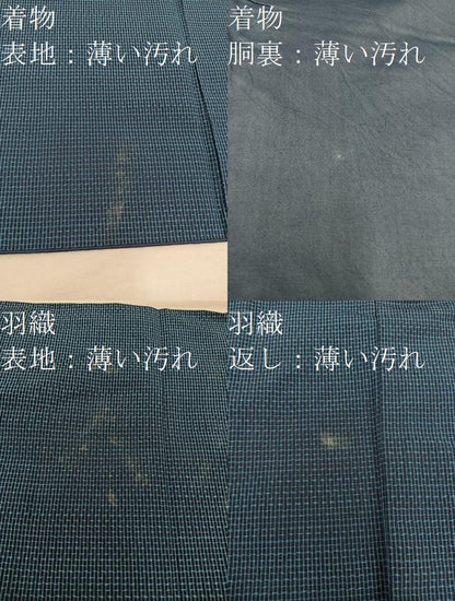 平和屋着物■男性　本場大島紬　アンサンブル　襦袢セット　絣文様　正絹　逸品　BAAX8197mz
