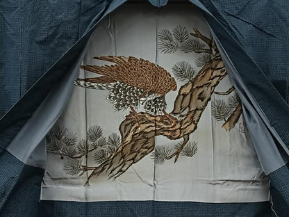 平和屋着物■男性　本場大島紬　アンサンブル　襦袢セット　絣文様　正絹　逸品　BAAX8197mz
