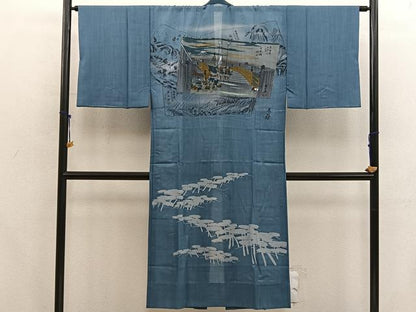 平和屋着物■男性　本場大島紬　アンサンブル　襦袢セット　絣文様　正絹　逸品　BAAX8197mz