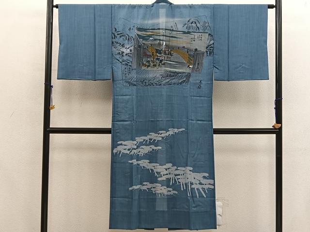 平和屋着物■男性　本場大島紬　アンサンブル　襦袢セット　絣文様　正絹　逸品　BAAX8197mz