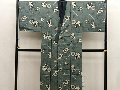 平和屋着物●男性　本場大島紬　アンサンブル　襦袢セット　80亀甲　総詰め　正絹　逸品　BAAX8199mz