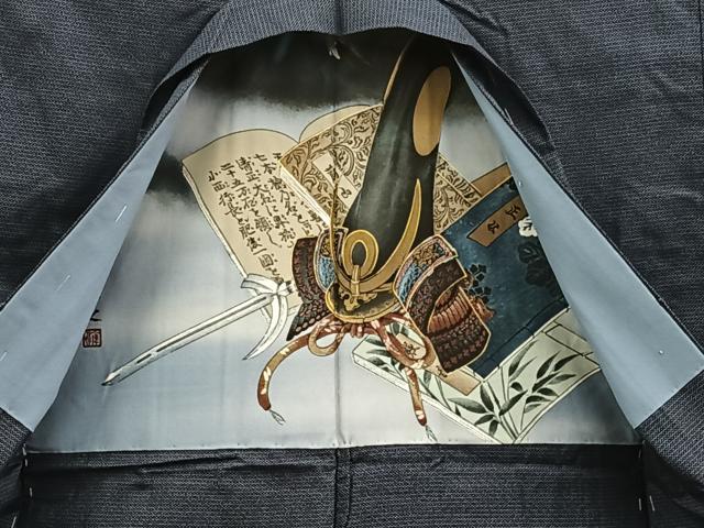 平和屋着物●男性　紬　アンサンブル　120亀甲　総詰め　正絹　逸品　BAAX8201mz
