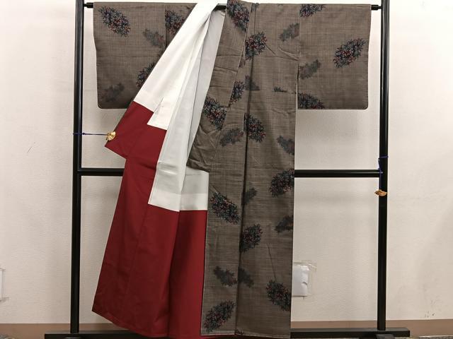 平和屋着物■本場大島紬　9マルキ　草葉文　正絹　逸品　未使用　BAAX8204mz