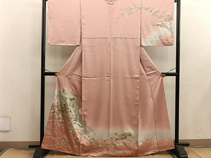 平和屋着物■訪問着　扇面菊花文　暈し染め　金彩　正絹　逸品　BAAX8205mz