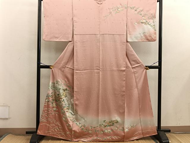平和屋着物■訪問着　扇面菊花文　暈し染め　金彩　正絹　逸品　BAAX8205mz