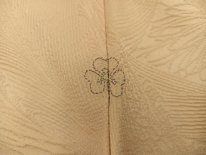 平和屋着物■上質な色無地　菊花地紋　花葉色　正絹　逸品　BAAX8207mz