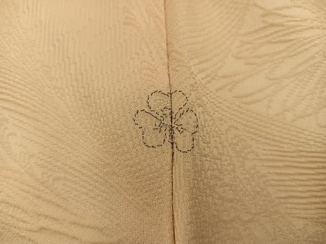 平和屋着物■上質な色無地　菊花地紋　花葉色　正絹　逸品　BAAX8207mz