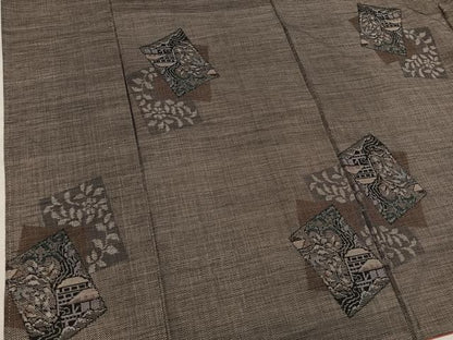 平和屋着物■本場大島紬　9マルキ　色紙重ね風景文　正絹　逸品　BAAX8208mz