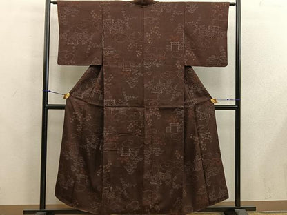 平和屋着物■上質な紬　風景花文　正絹　逸品　BAAX8217mz