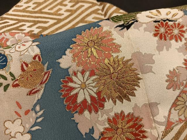 平和屋着物■豪華黒留袖　刺繍　菊花文　金糸　正絹　逸品　BAAX8218mz