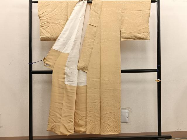 平和屋着物■上質な色無地　草花地紋　玉蜀黍色　正絹　逸品　BAAX8220mz