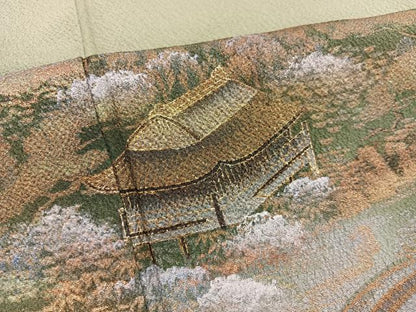 平和屋着物■訪問着　風景文　暈し染め　金彩　正絹　逸品　BAAX8221mz