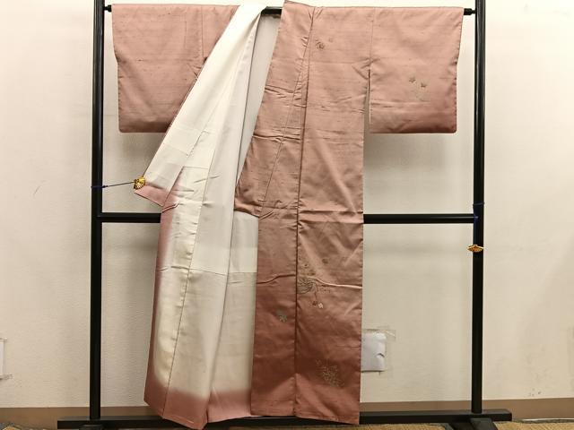 平和屋着物■訪問着　紬地　刺繍　菊花文　暈し染め　正絹　逸品　BAAX8222mz