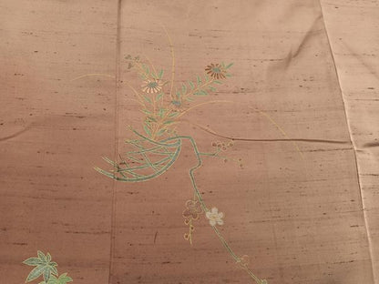 平和屋着物■訪問着　紬地　刺繍　菊花文　暈し染め　正絹　逸品　BAAX8222mz