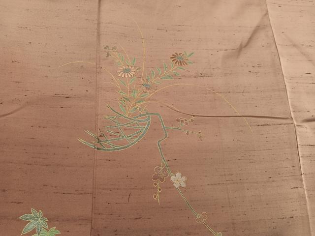 平和屋着物■訪問着　紬地　刺繍　菊花文　暈し染め　正絹　逸品　BAAX8222mz
