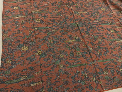平和屋着物■上質な小紋　菊花文　鬼しぼ縮緬　正絹　逸品　BAAX8225mz